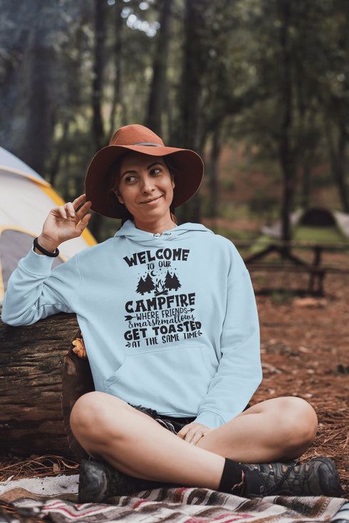 C & Win Sports Welcome To Our Campfire Hoodie Light Blue / S - C & Win Sports